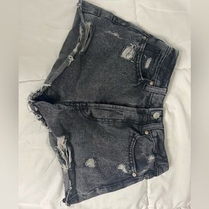 High rise black jean shorts